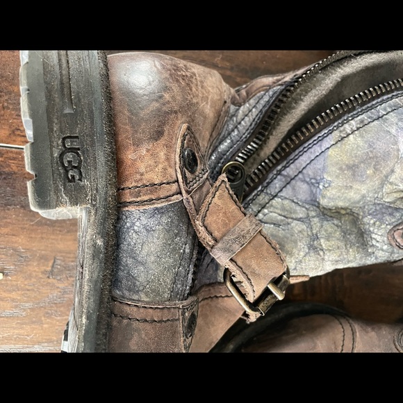 RARE UGG Adela “Ink” Motorcycle biker shearling leather US 5 Authentic - Picture 5 of 7